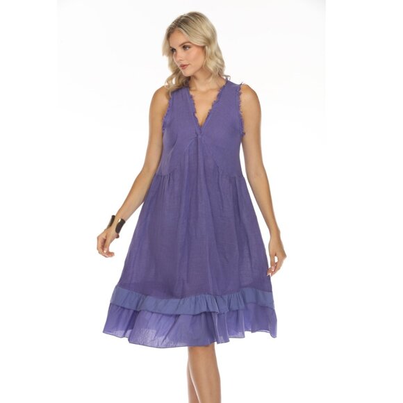 Purple Frayed Style Ruffle Hem Dress - Picture 7 of 13